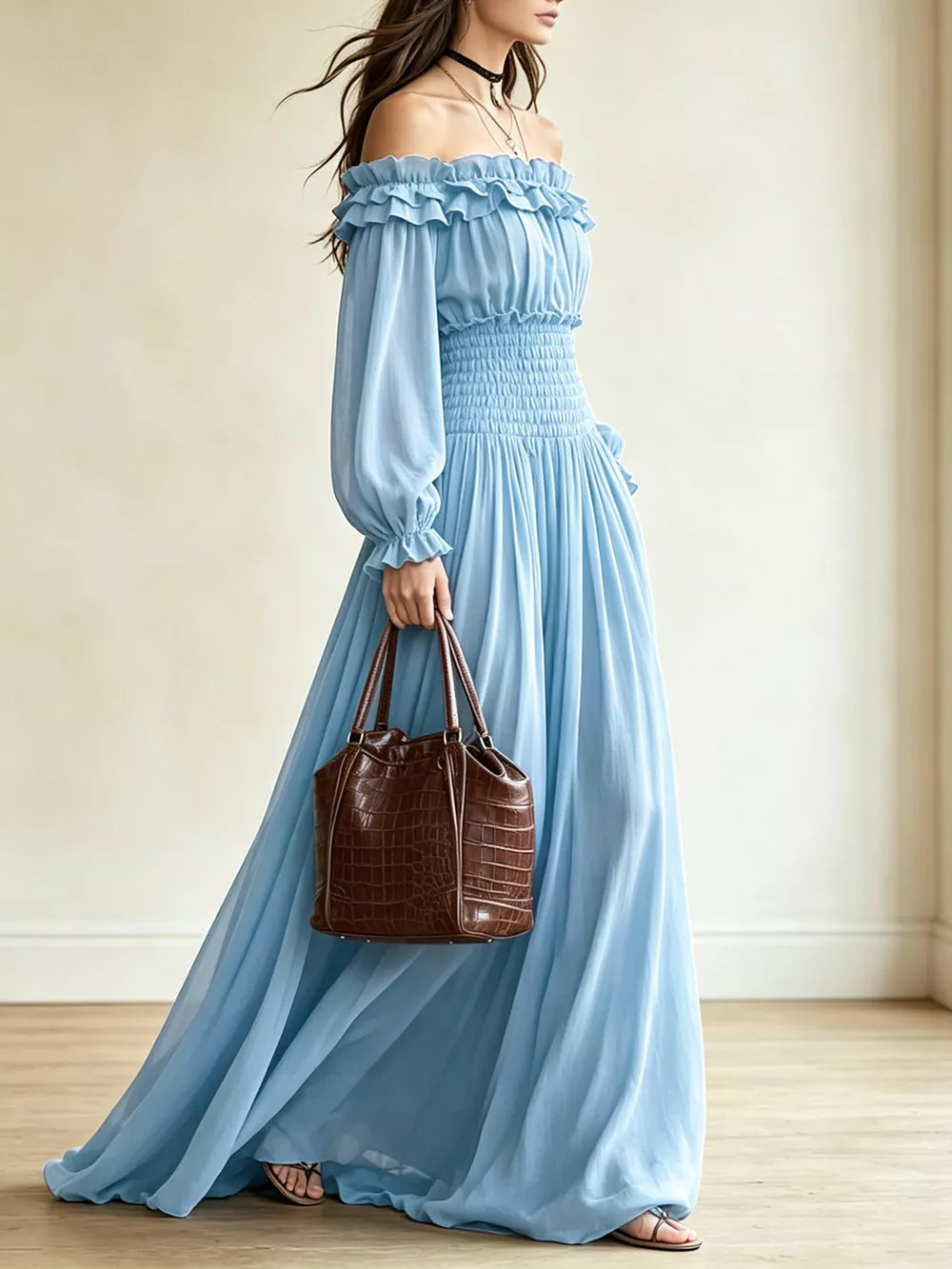 Full Size Off-Shoulder Ruffled Maxi Dress with Smocked Waist Plus Size, image 12
