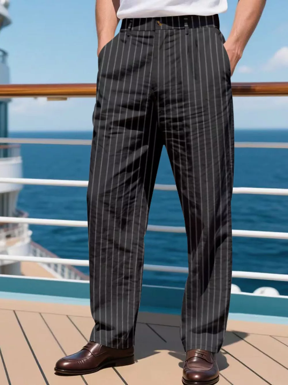 Men's Full Size Striped Wide Leg Pant Plus Size, image 2