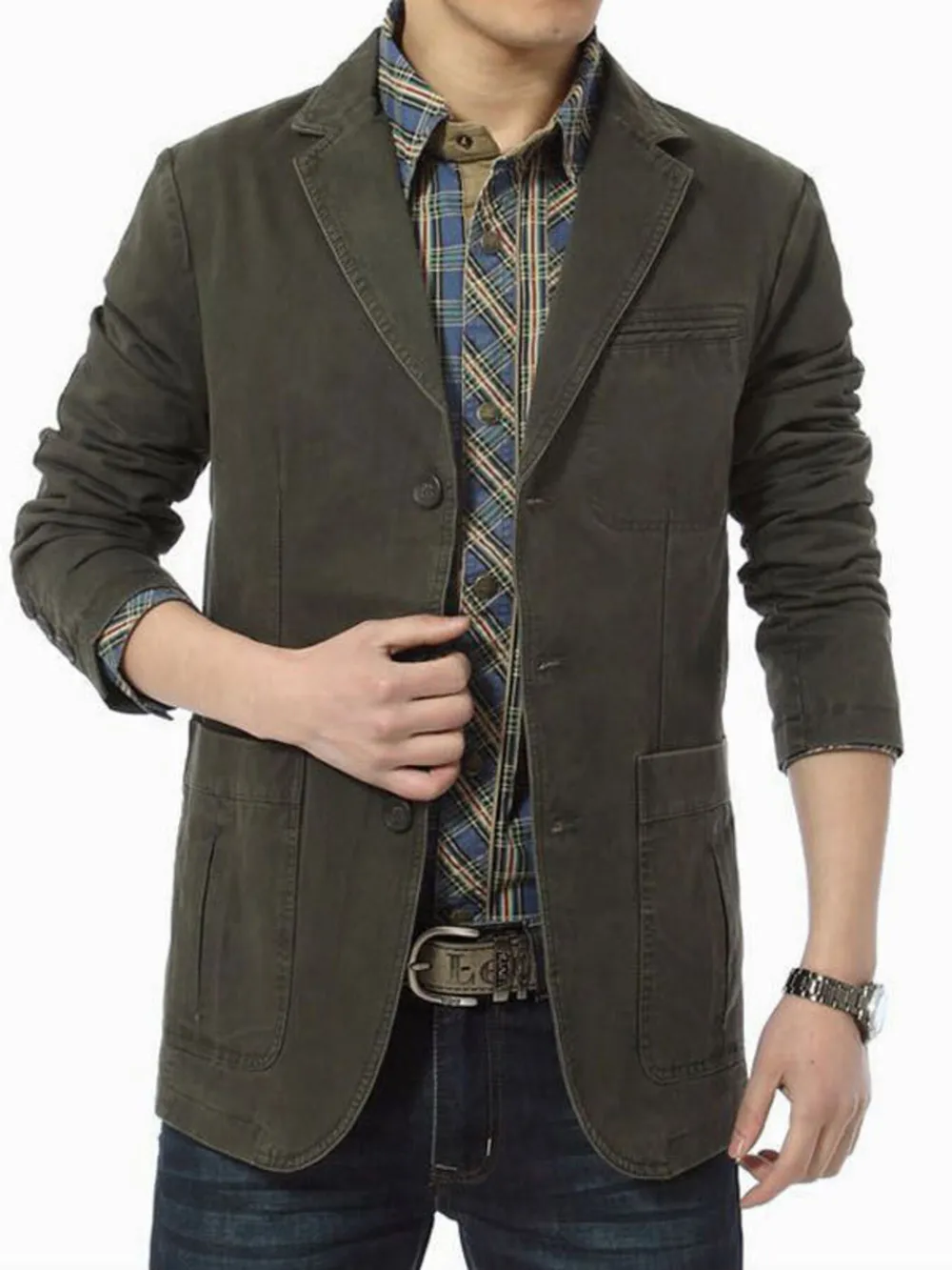 Men's Plus Size Lapel Collar Button Up Blazer, image 5