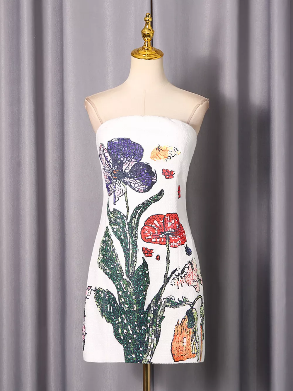 Strapless Floral Mini Dress, image 3