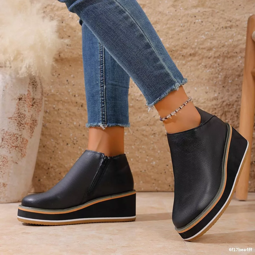 Wedge Ankle Boots with Zipper, image 3