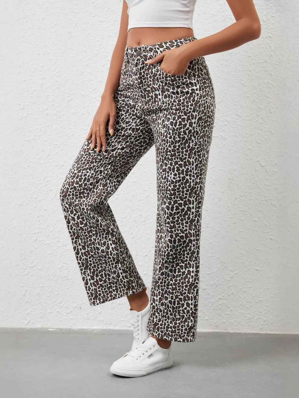 Leopard Print Wide Leg Jeans, image 3