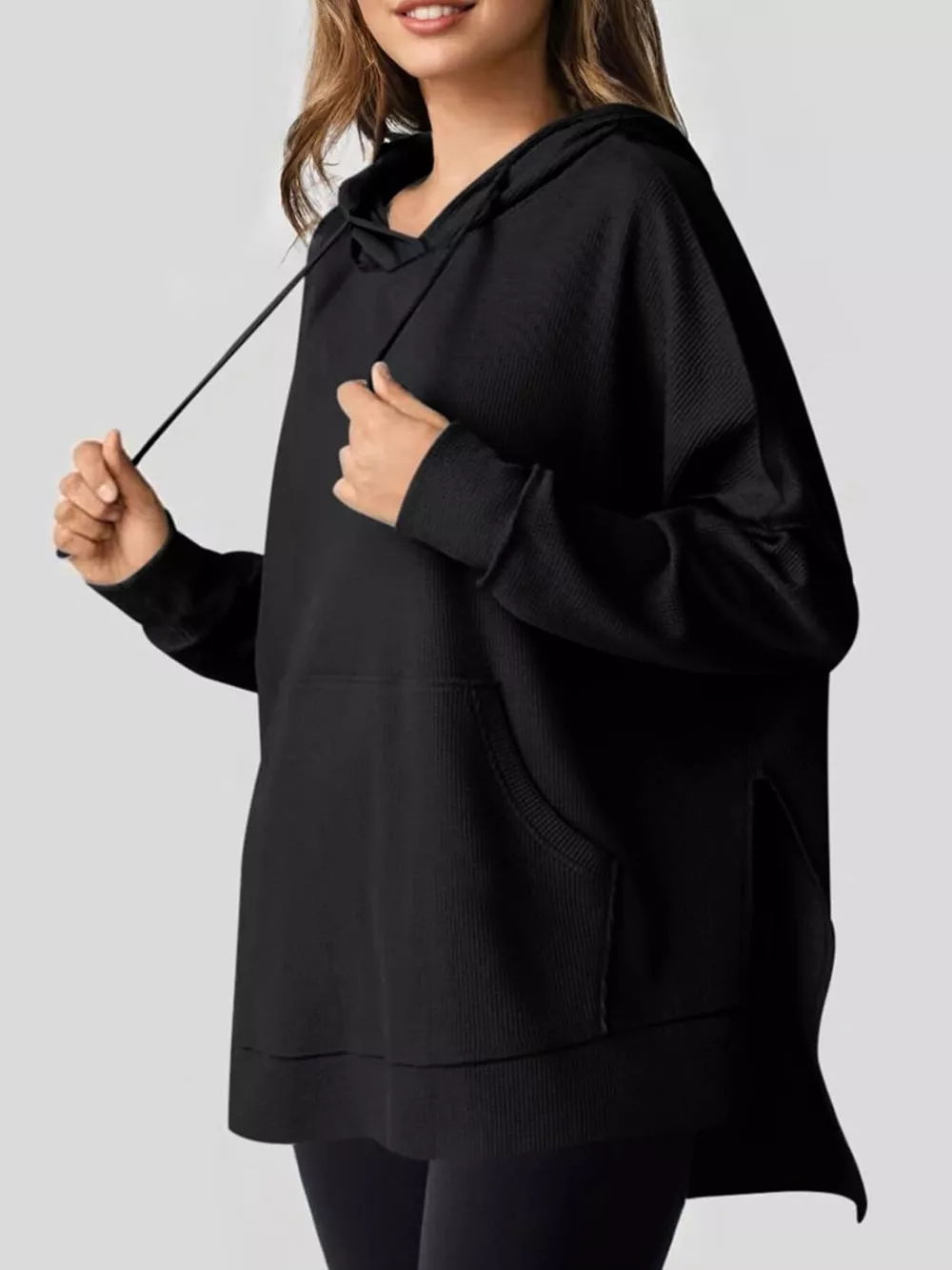 High-Low Hoodie with Kangaroo Pocket, image 5
