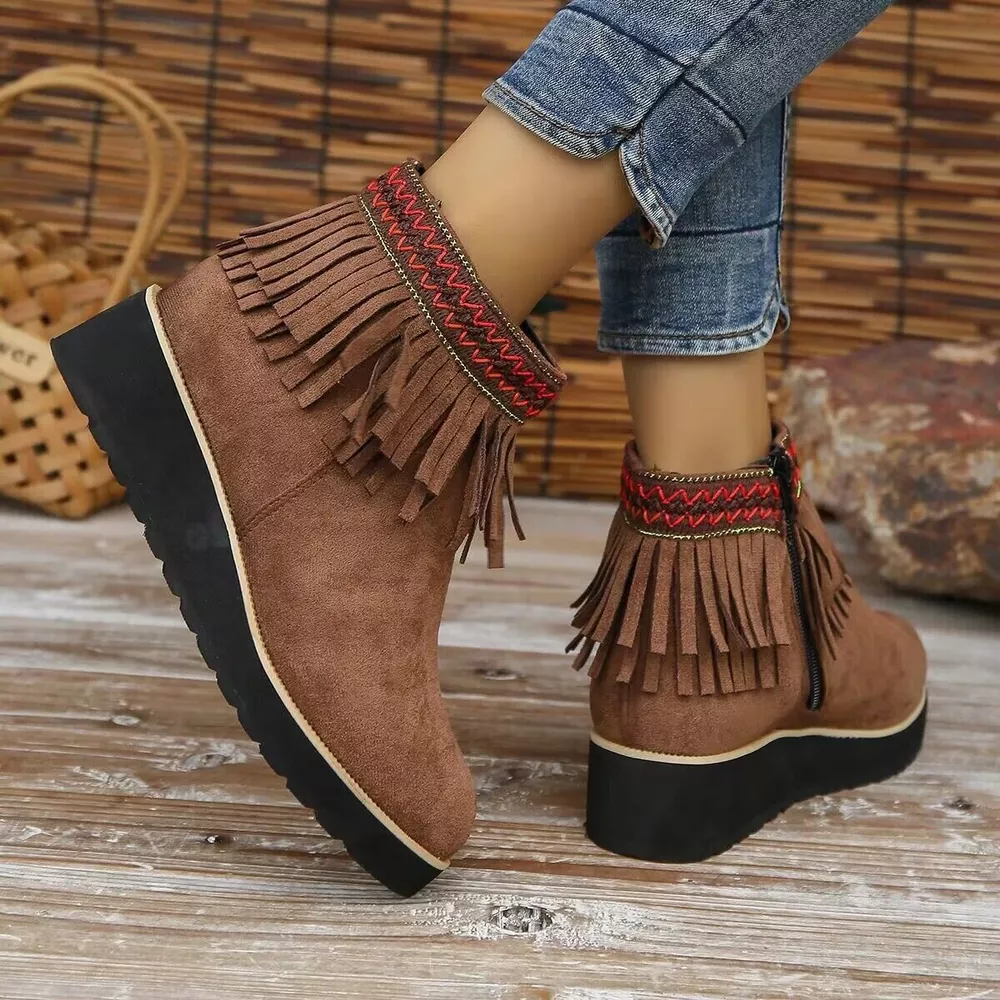 Fringe Round Toe Ankle Boots, image 16