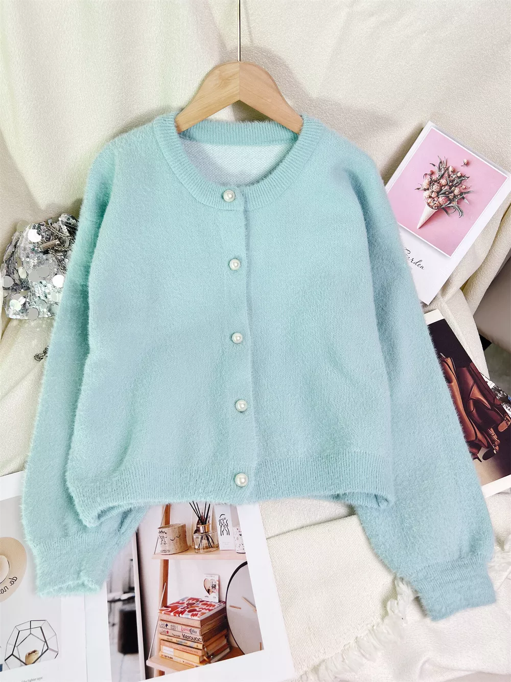 Fuzzy Knit Button Down Cardigan, image 18