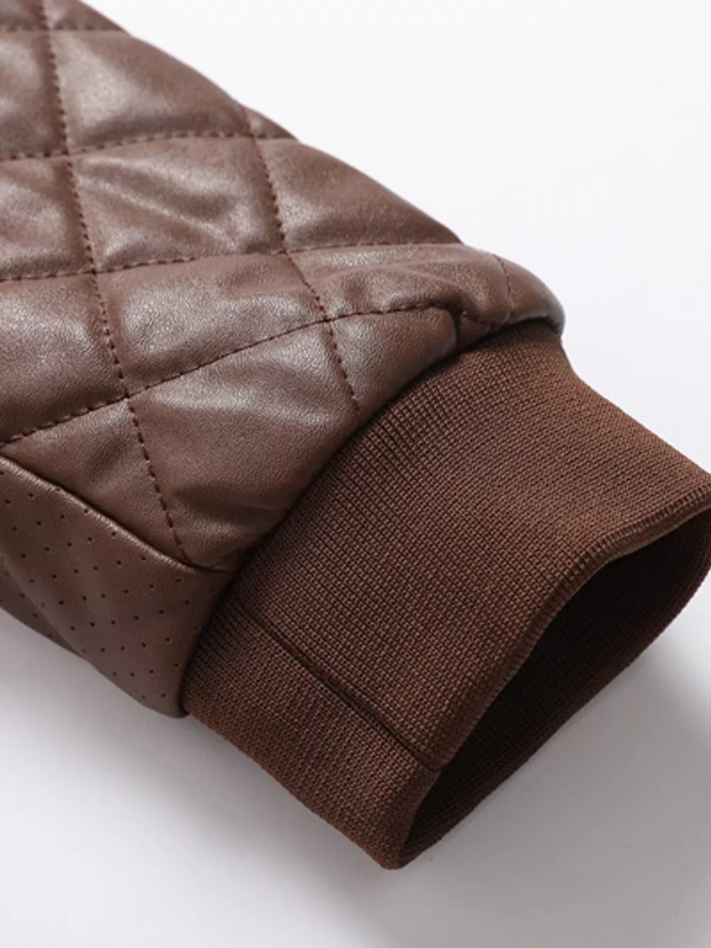 Men's Plus Size Quilted Faux Leather Bomber Jacket, image 8