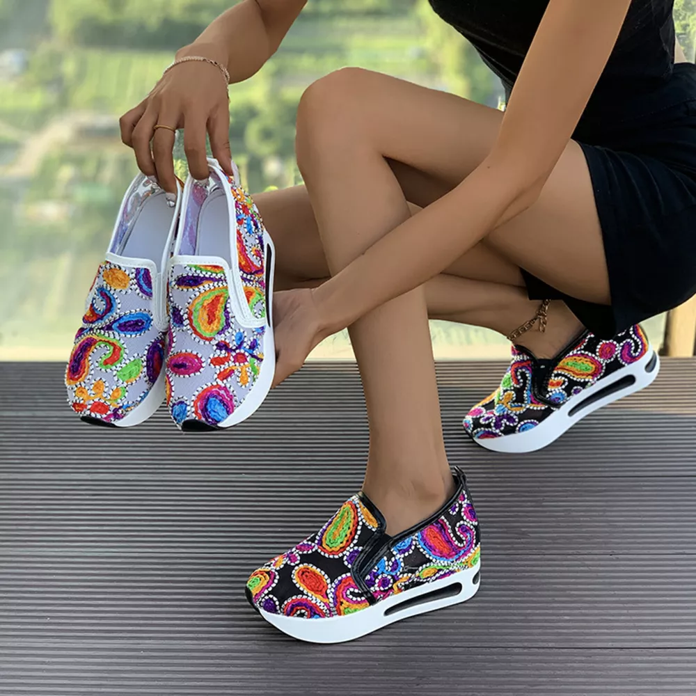 Printed Platform Round Toe Sneakers, image 6