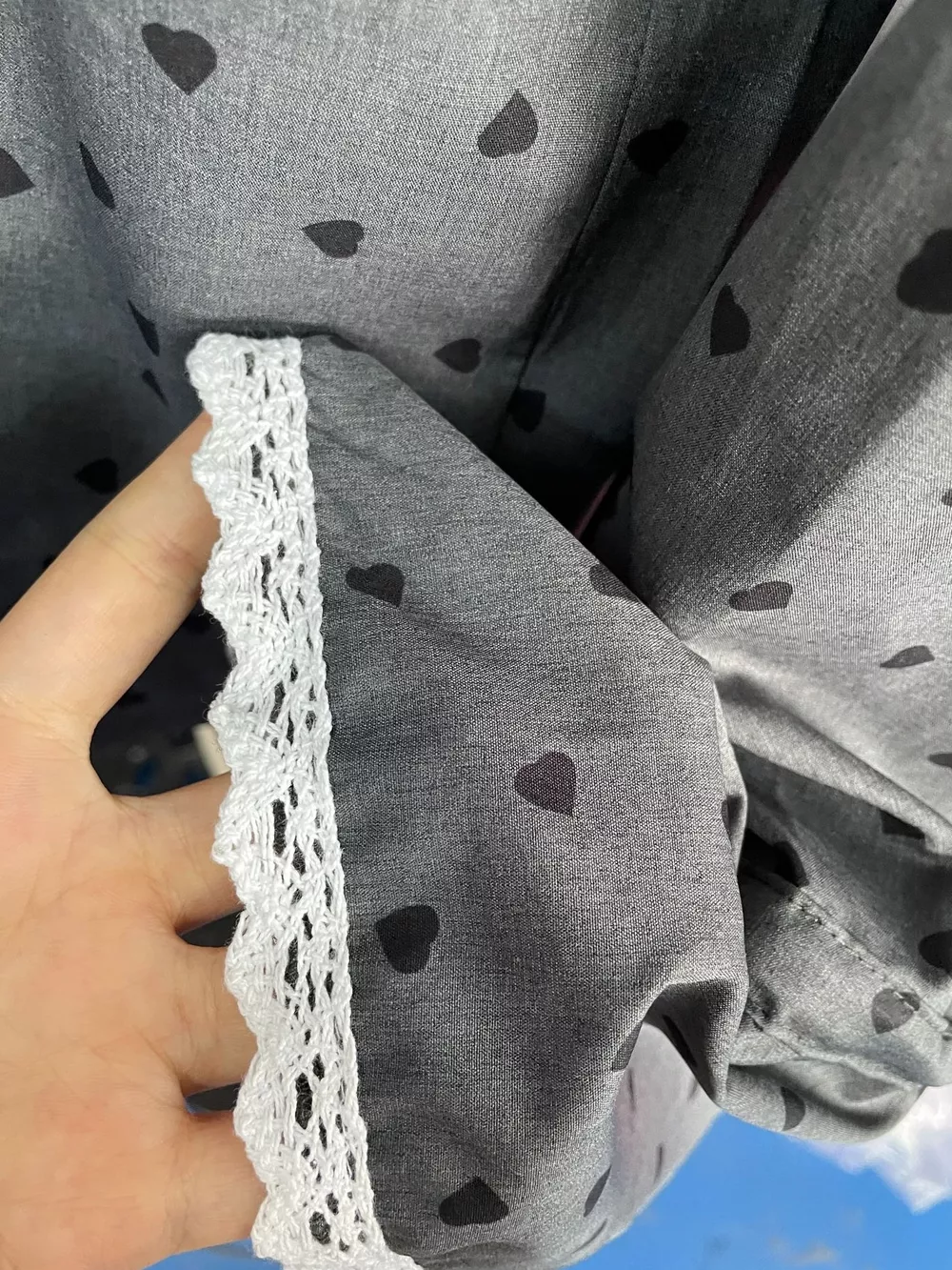 Heart Print Button Up Flounce Sleeve Shirt, image 8