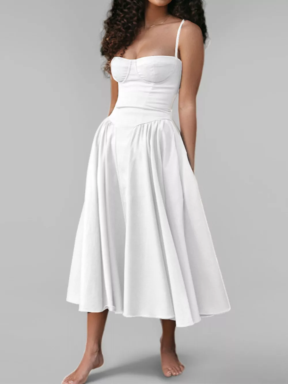 Sweetheart Neck Spaghetti Strap Midi Dress, image 24
