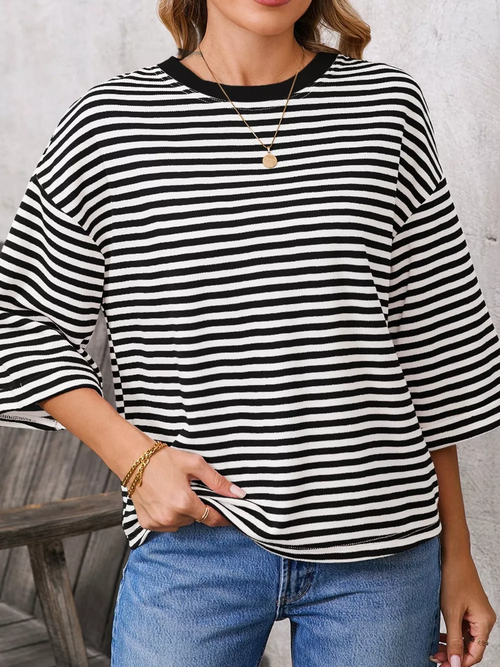 Striped Back Bow Tie T-Shirt, image 17