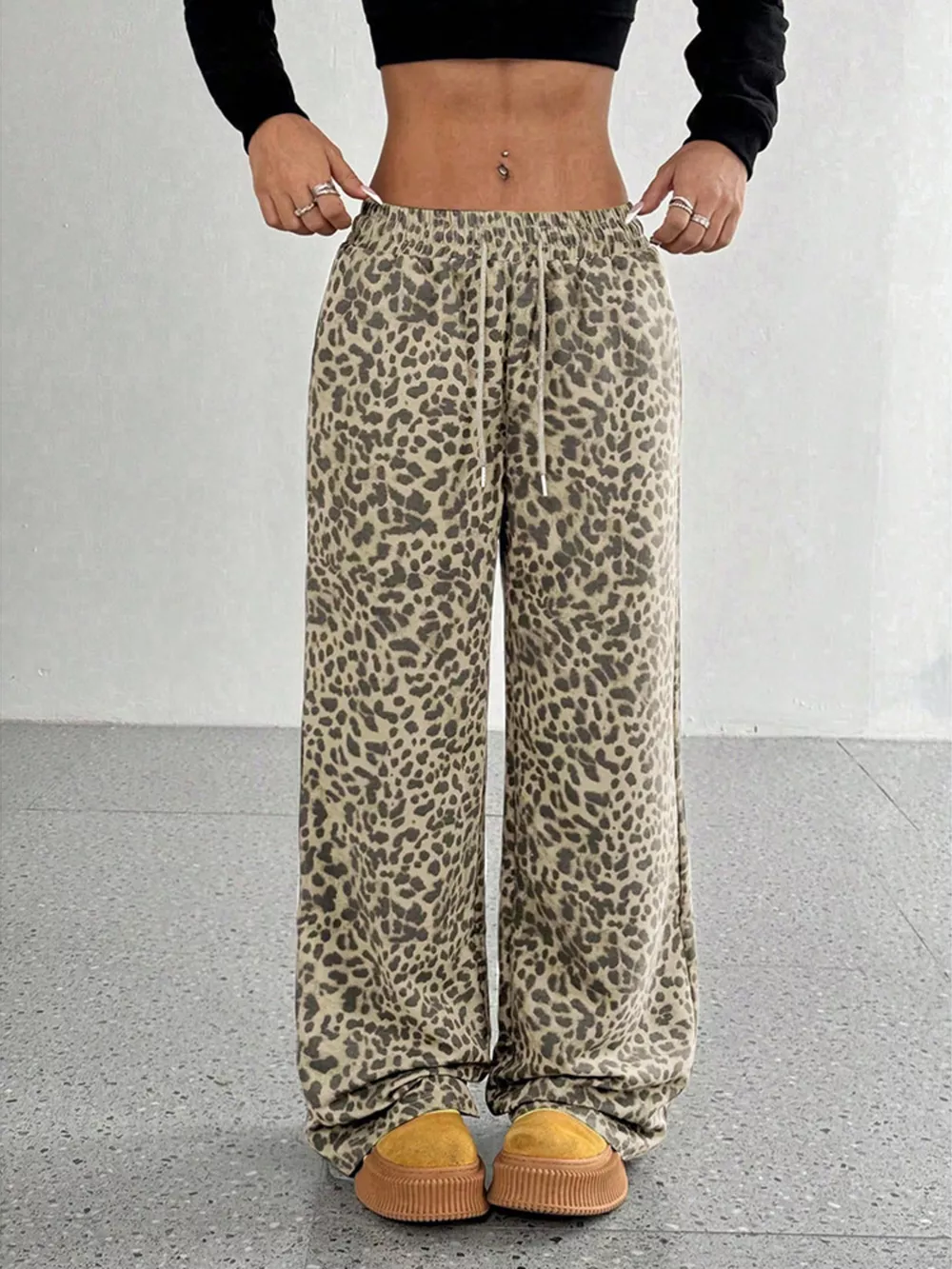 Full Size Leopard Print Wide Leg Pants Plus Size, image 8