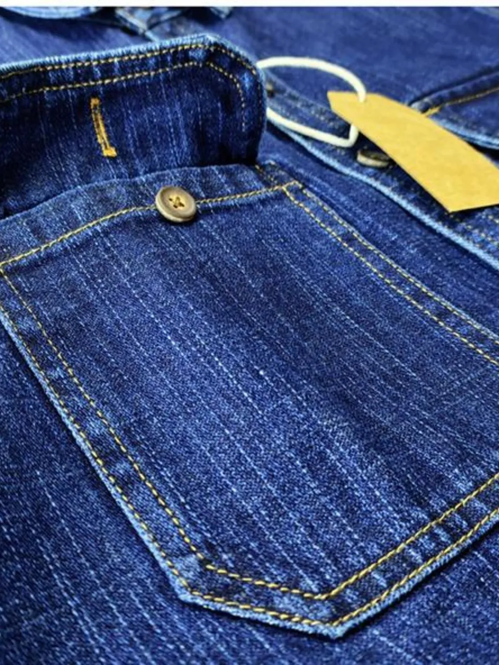 Men's Plus Size Button Up Long Sleeve Denim Shirt, image 7