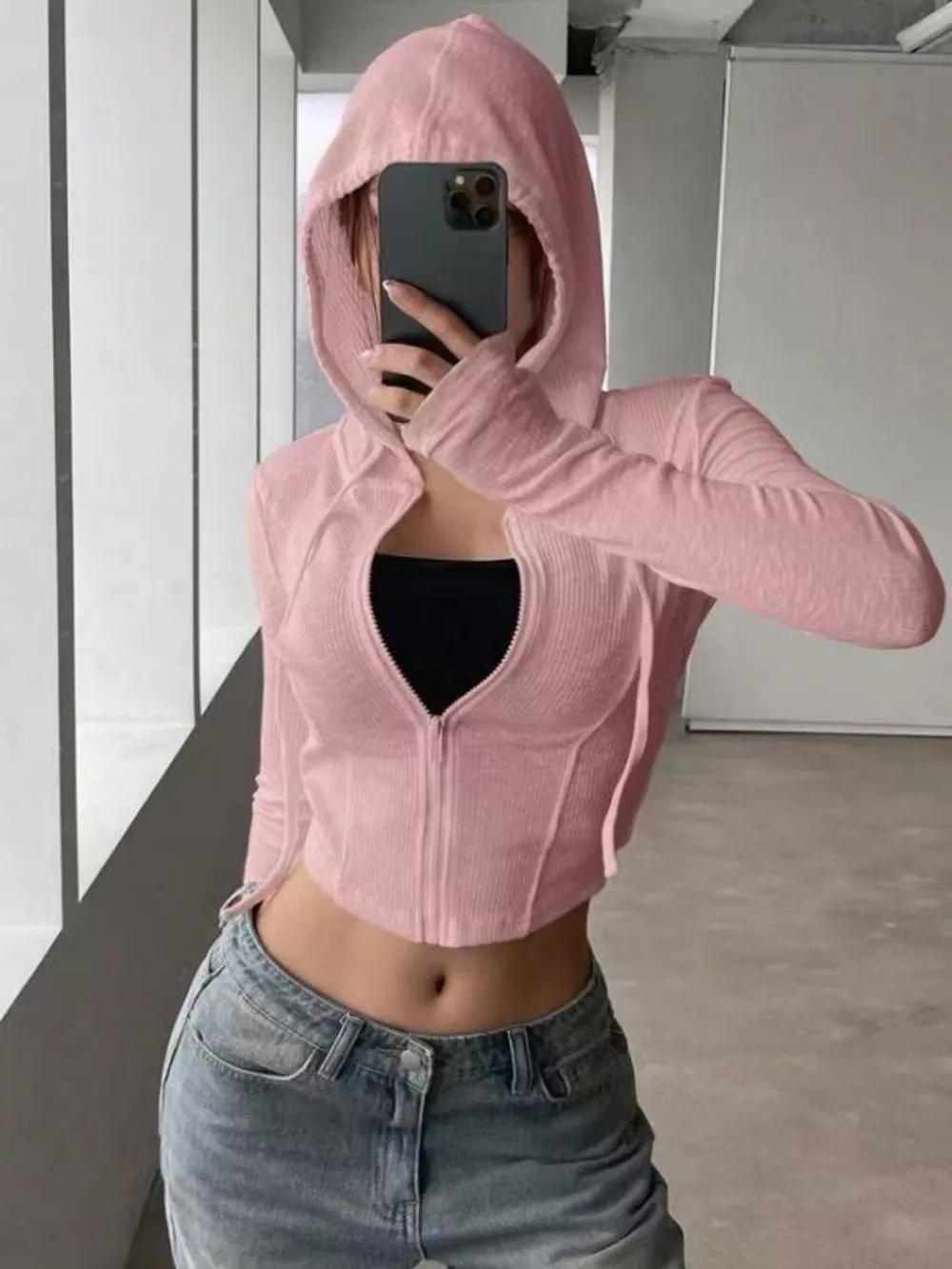 Ribbed Knit Cropped Zip-Up Outerwear, image 13
