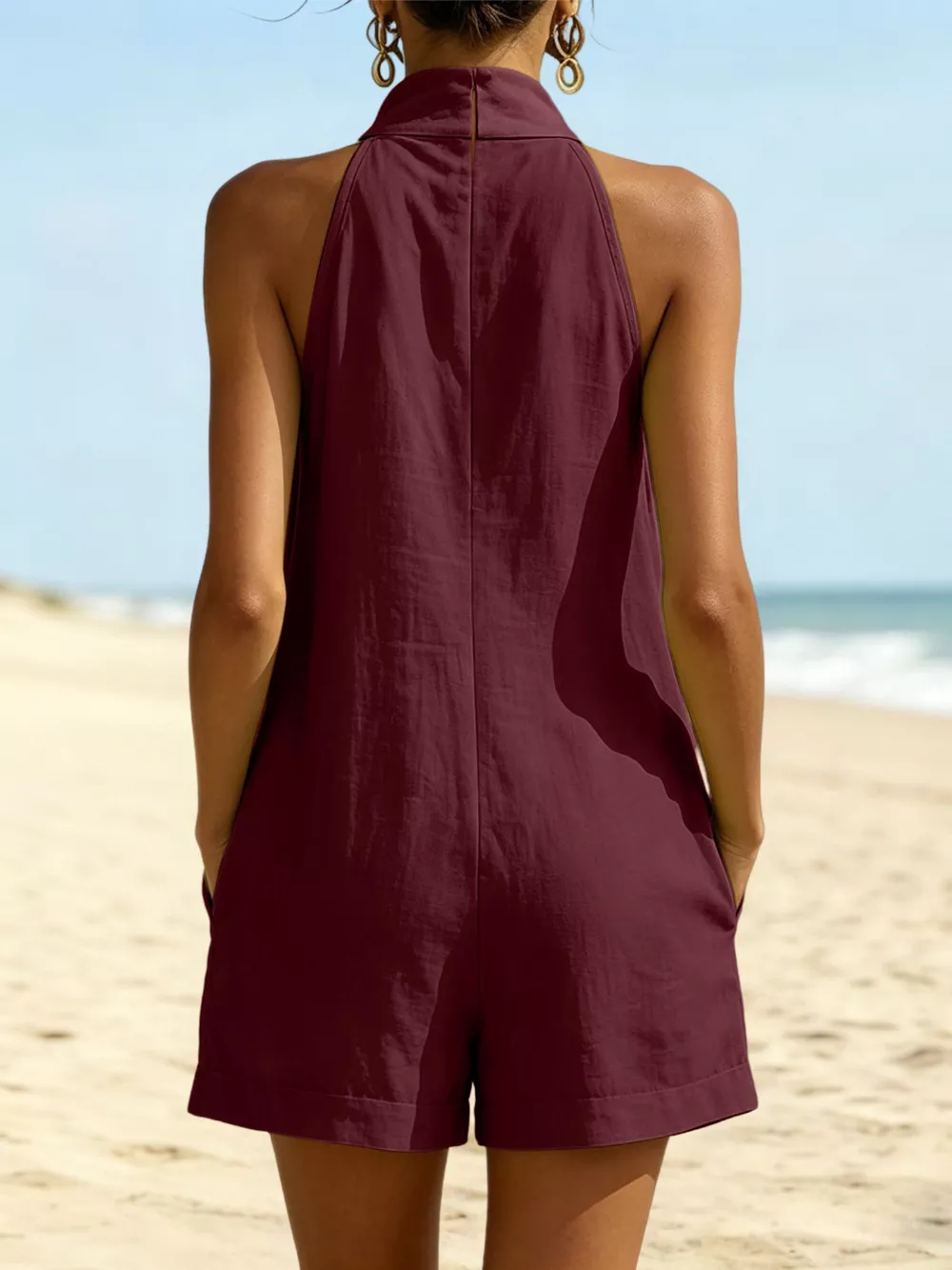 Halter Neck Romper with Pockets, image 6