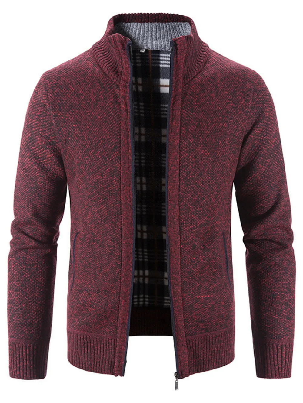 Men's Plus Size Zip-Up Long Sleeve Cardigan, image 10