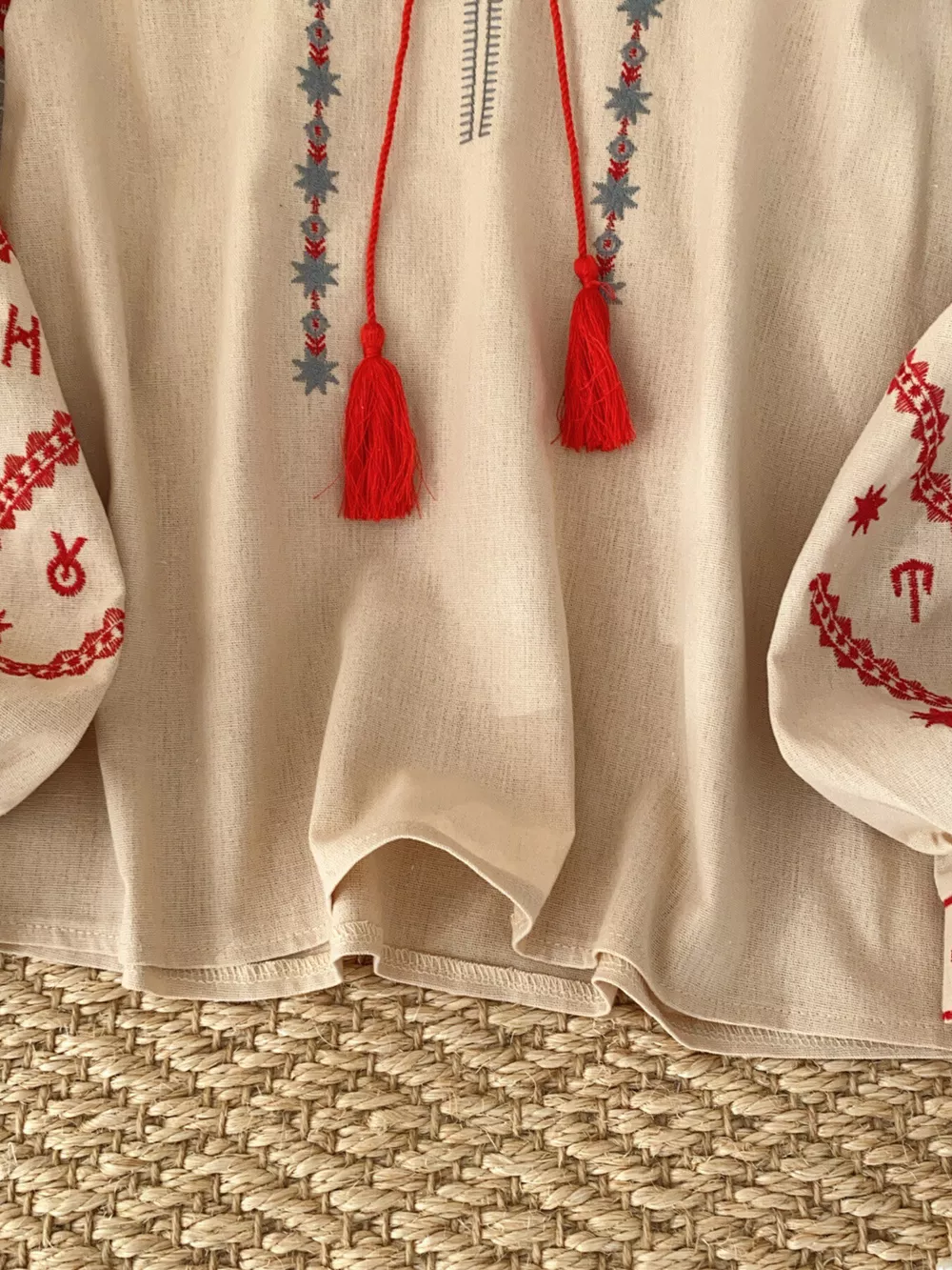 Embroidered Tie Neck Blouse, image 5