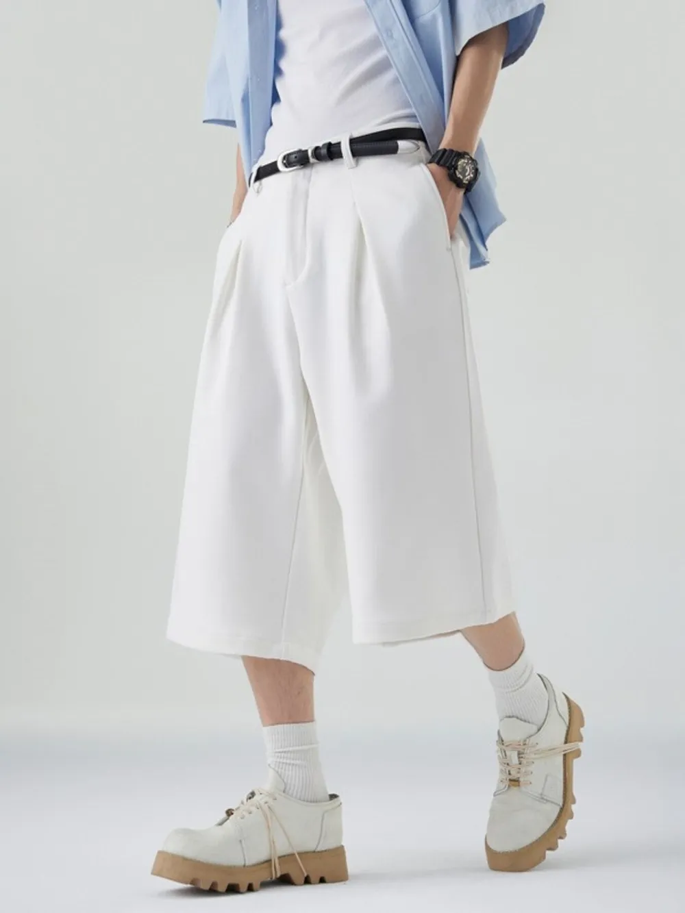 Men's Wide Leg Cropped Pants, image 2