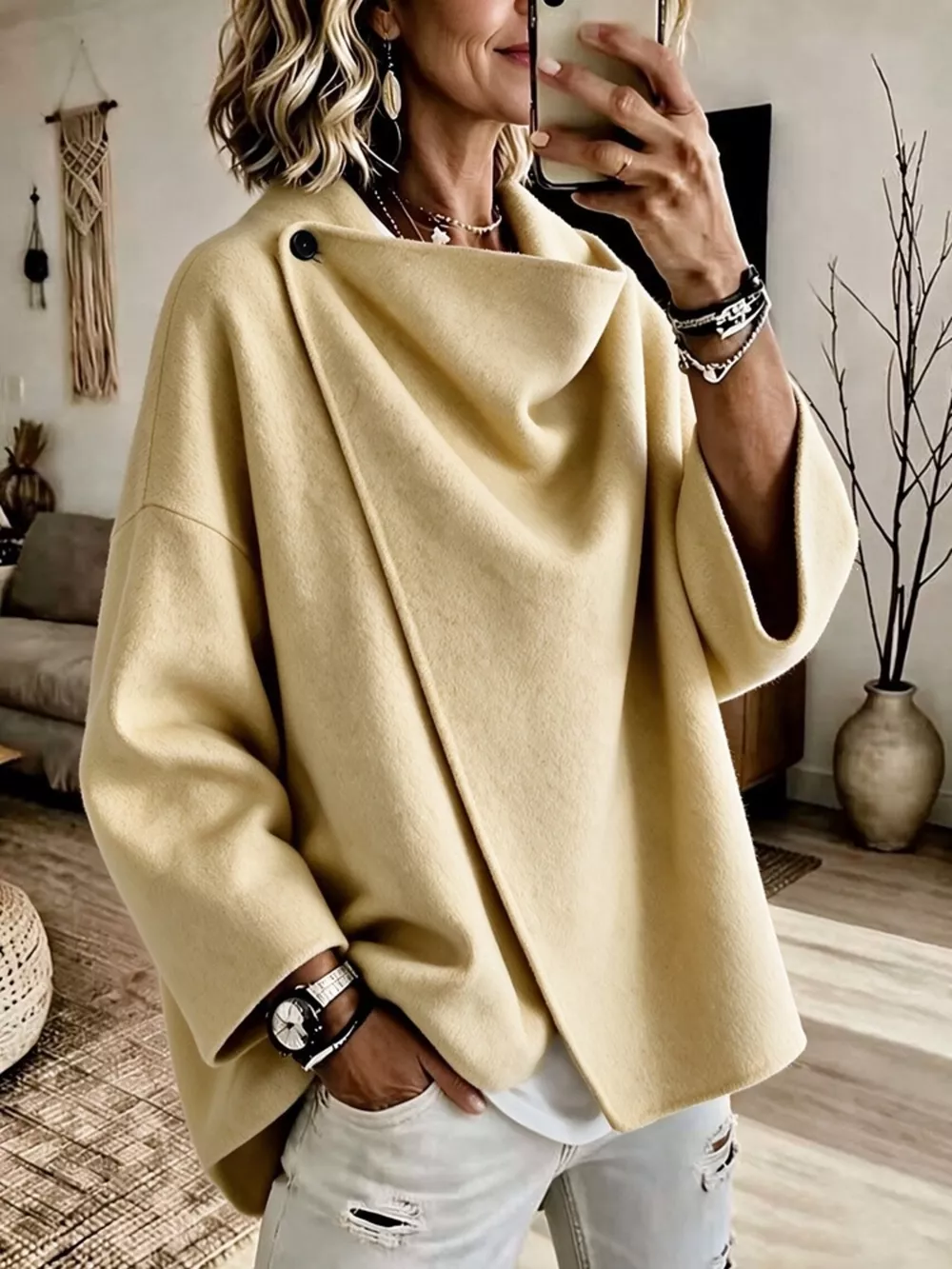 Full Size Asymmetric Cowl Neck Cape Plus Size, image 15