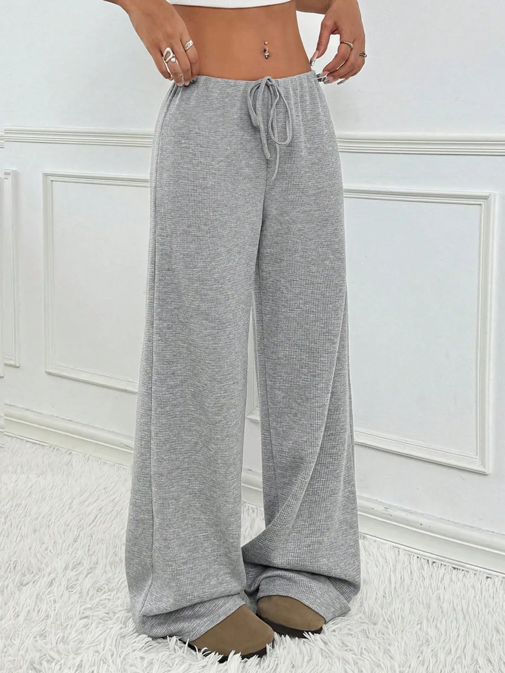 Striped Wide Leg Drawstring Pants, image 20