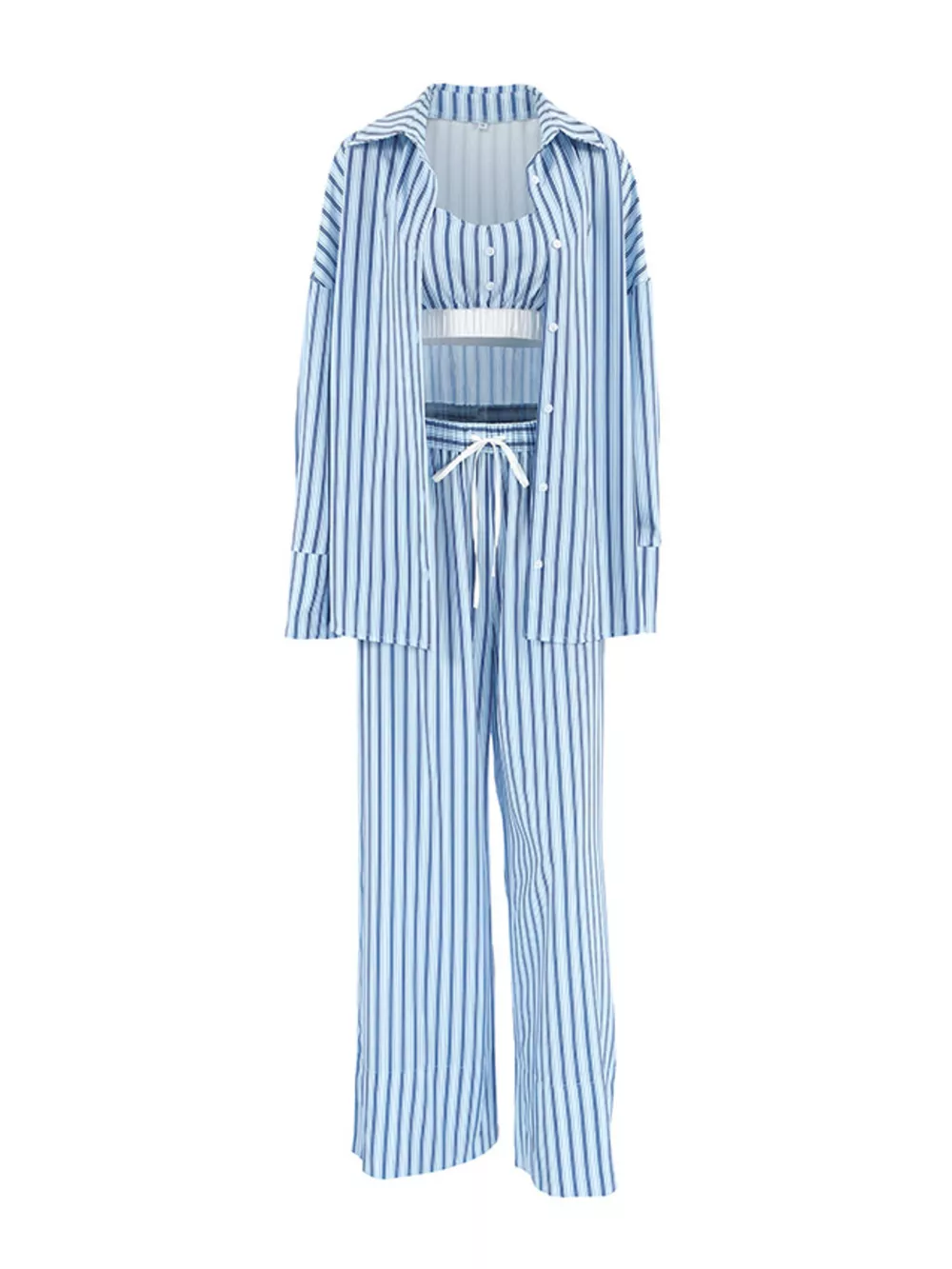 Striped Cami & Shirt and Pants Lounge Set, image 13