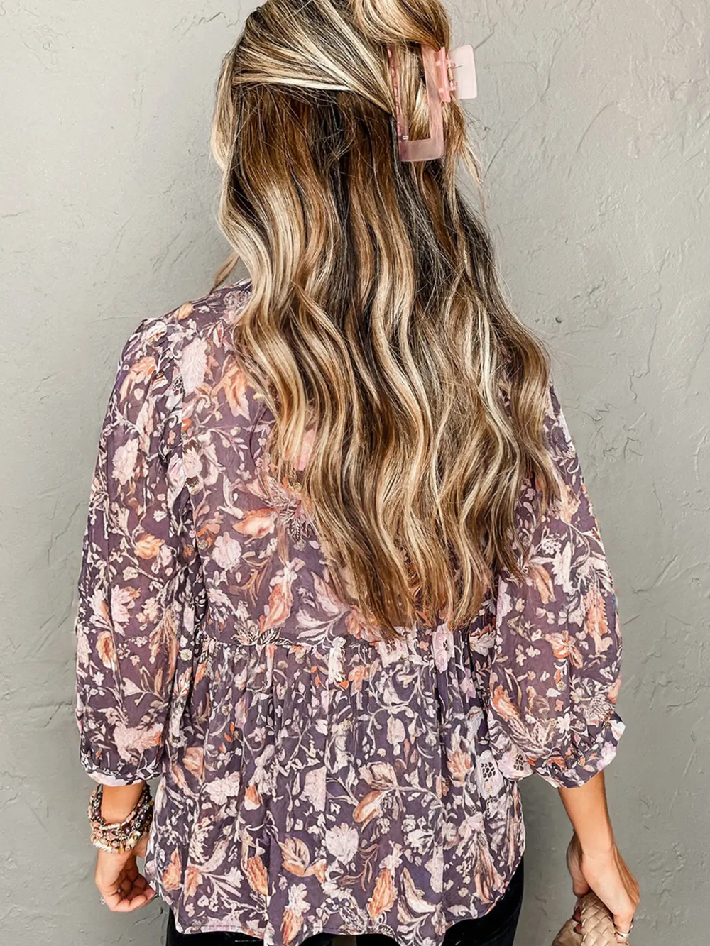 Floral Print Tie Neck Blouse, image 6