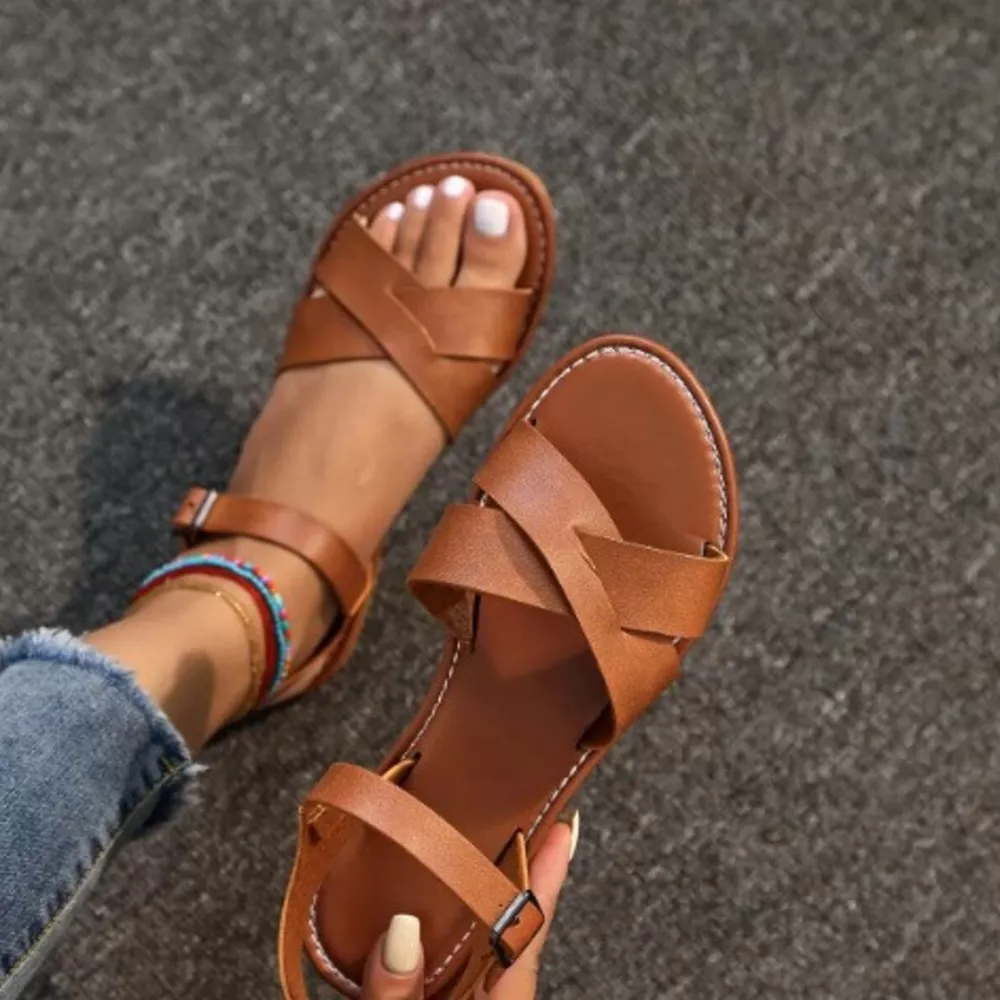 Criss-Cross Ankle Strap Summer Sandals, image 5