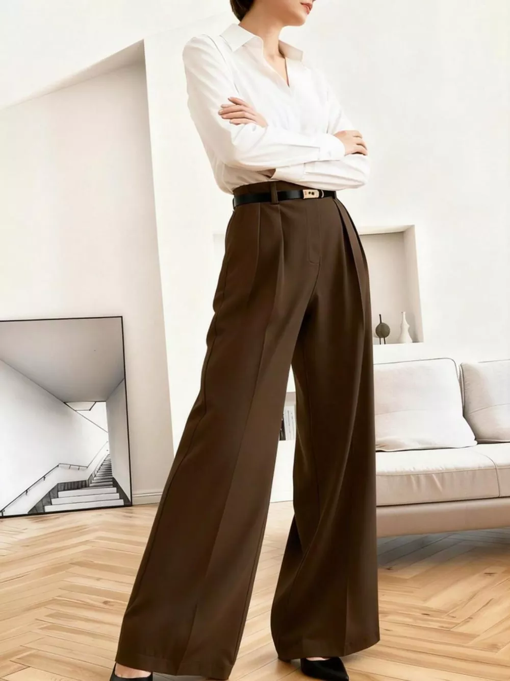 Wide Leg Pleated Pants, image 2