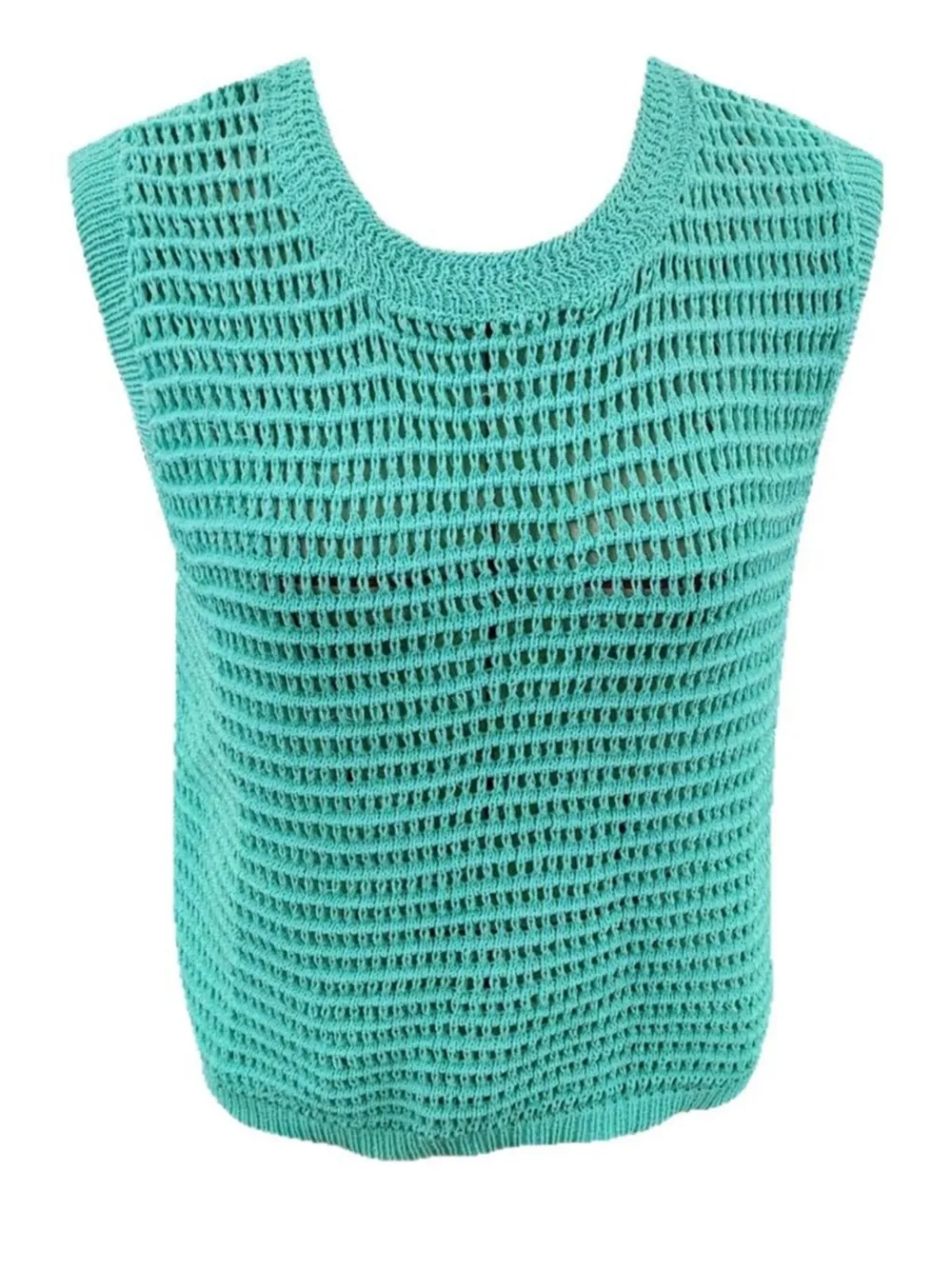 Openwork Round Neck Sweater Vest, image 4
