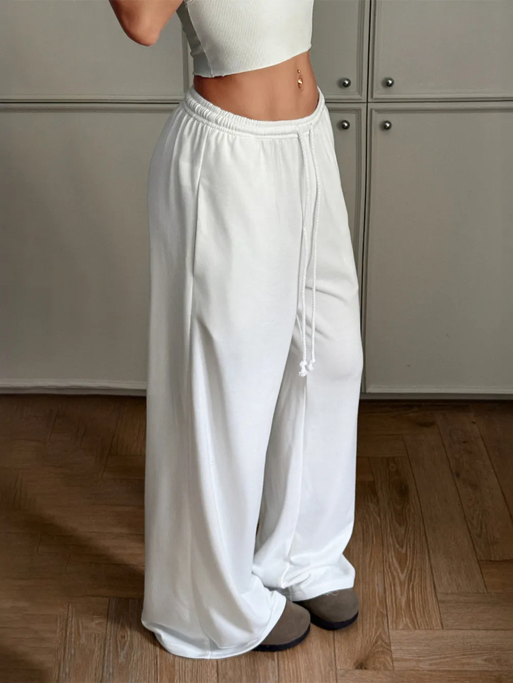 Relaxed Wide Leg Drawstring Pants, image 2