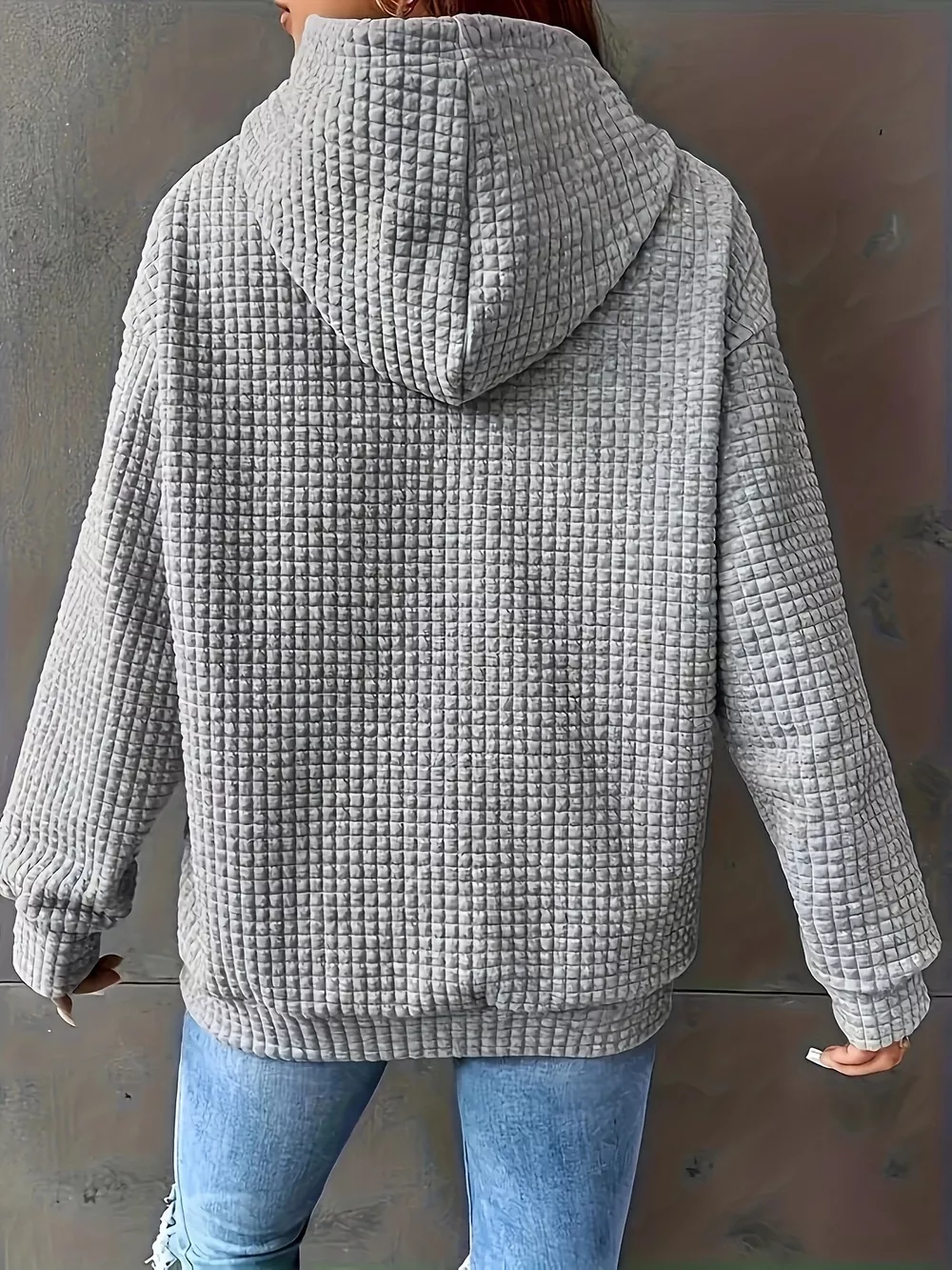 Textured Knit Drawstring Hoodie, image 15