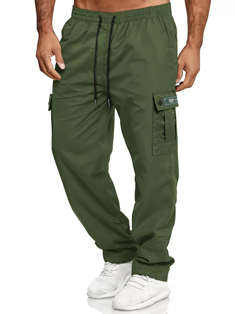 Men's Full Size Cargo Pants with Drawstring Waist Plus Size