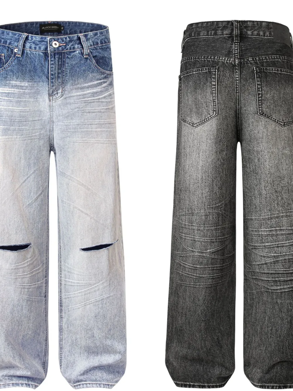 Men's Distressed Wide Leg Jeans, image 4