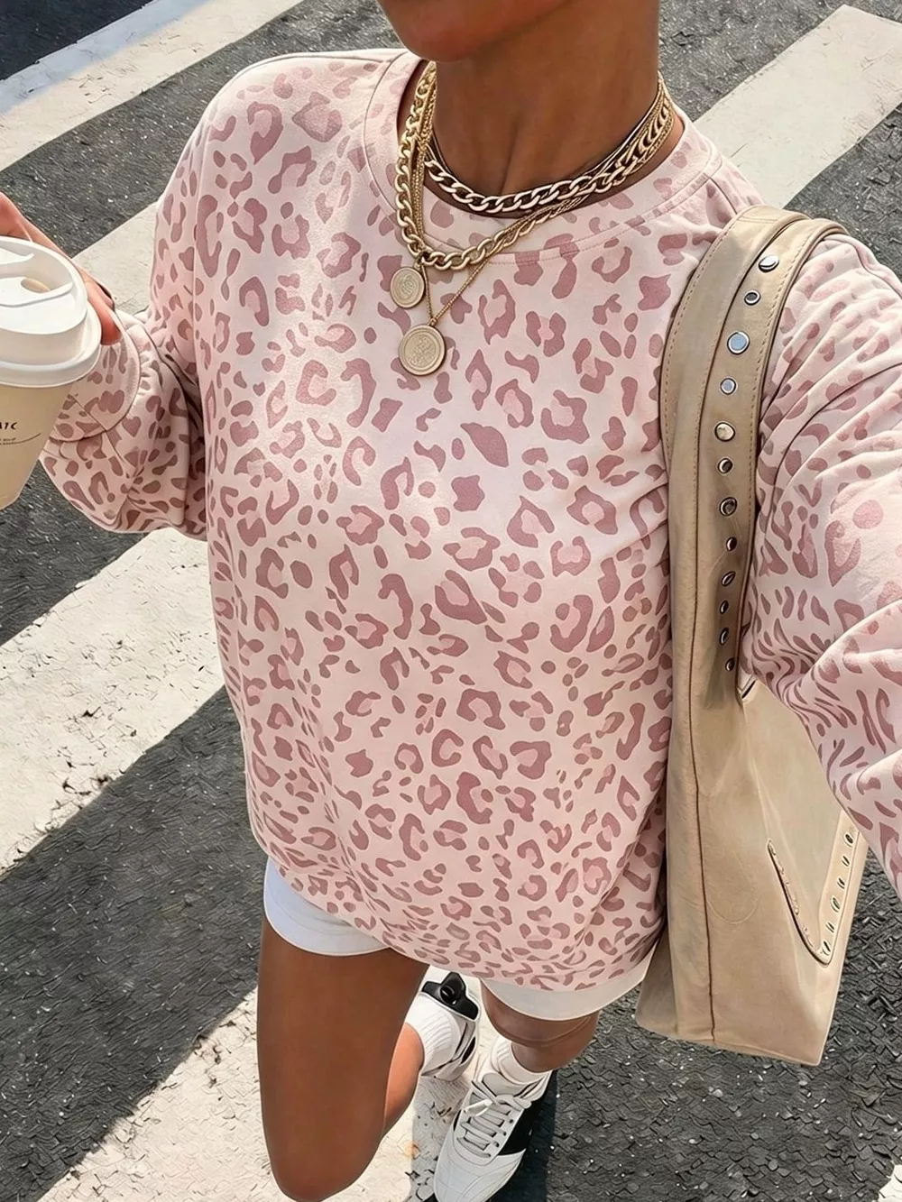 Leopard Print Crew Neck Sweatshirt, image 6