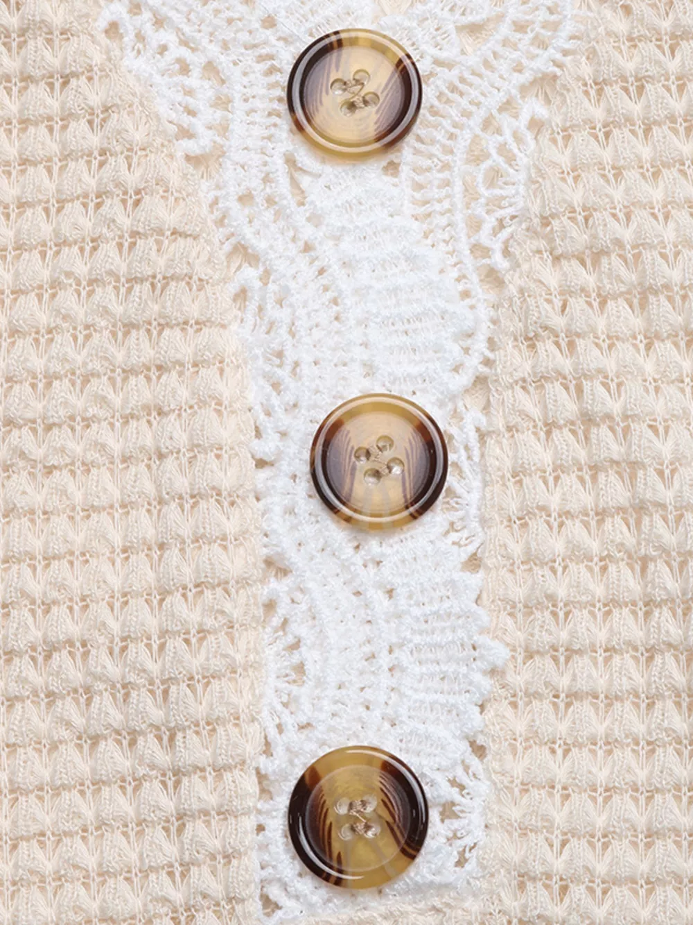 Lace Trim Waffle Knit T-Shirt, image 5