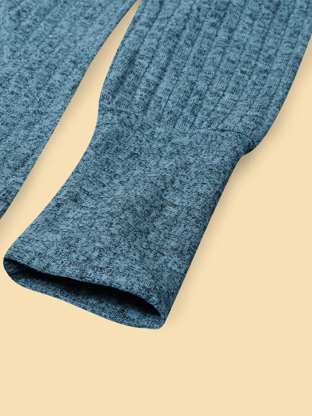 V-Neck Textured Knit Long Sleeve T-Shirt, image 9