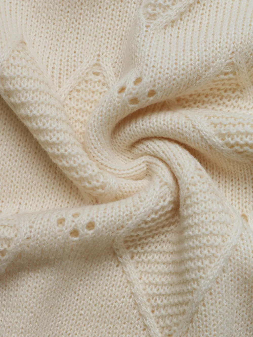Openwork Heart Round Neck Sweater, image 6