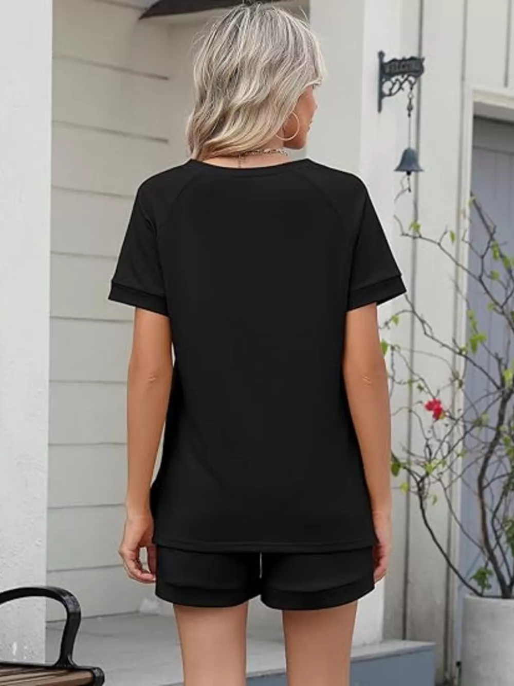 Solid Color Short Sleeve Top and Shorts Two-Piece Set, image 14