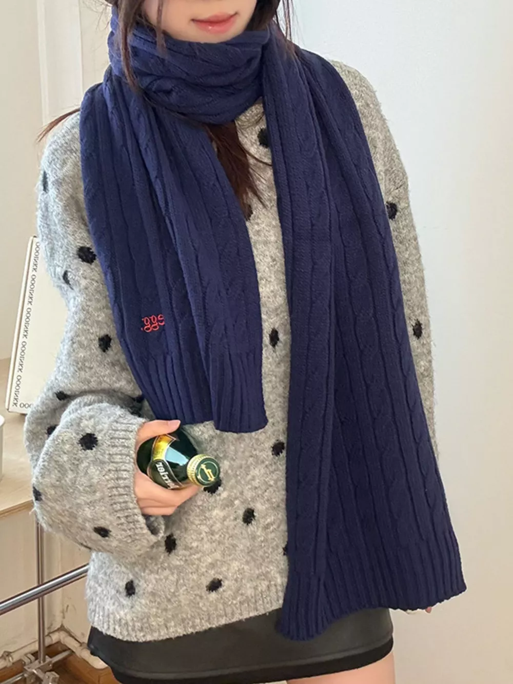Ribbed Knitted Winter Scarf, image 3