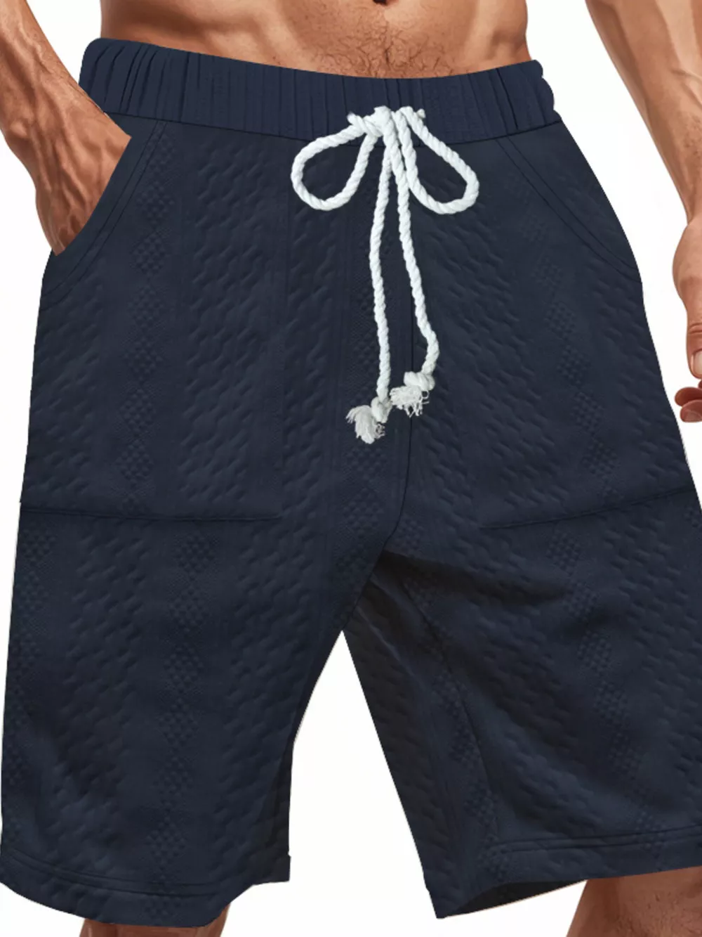 Men's Full Size Texture Drawstring Shorts Plus Size, image 14