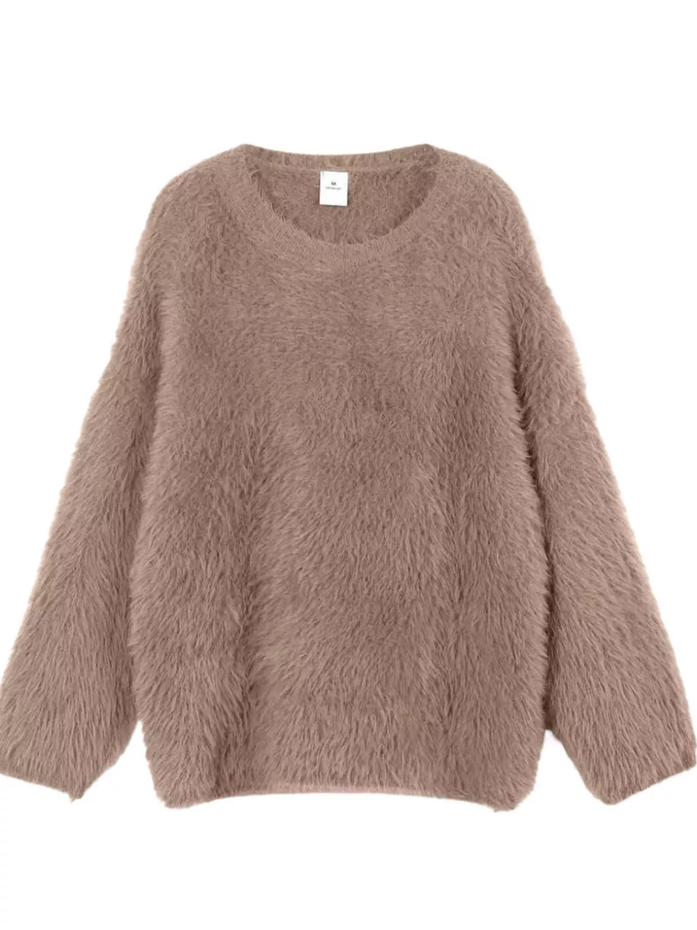 Fuzzy Round Neck Long Sleeve Sweater, image 2