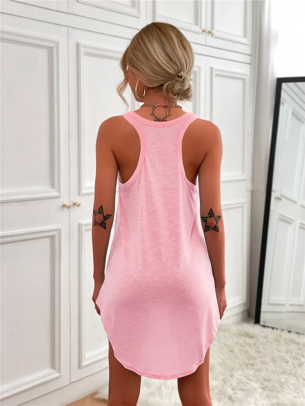 Casual Tank Mini Dress with Curved Hem, image 6