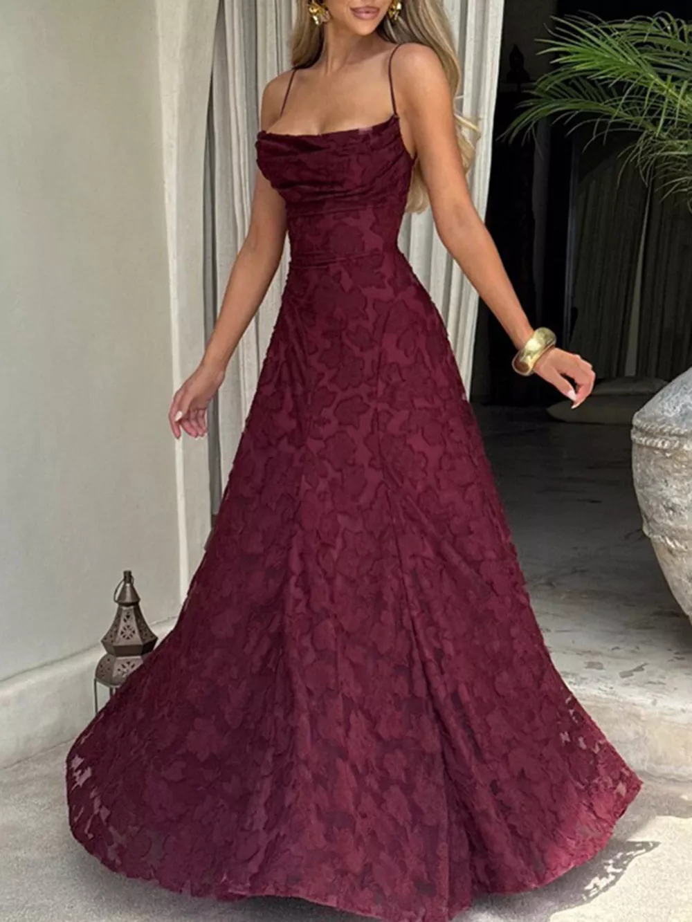 Lace Spaghetti Strap Maxi Dress, image 8