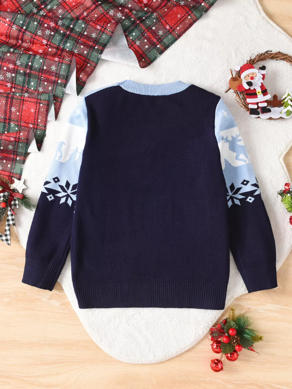 Children's Christmas Reindeer Pattern Knit Sweater, image 5
