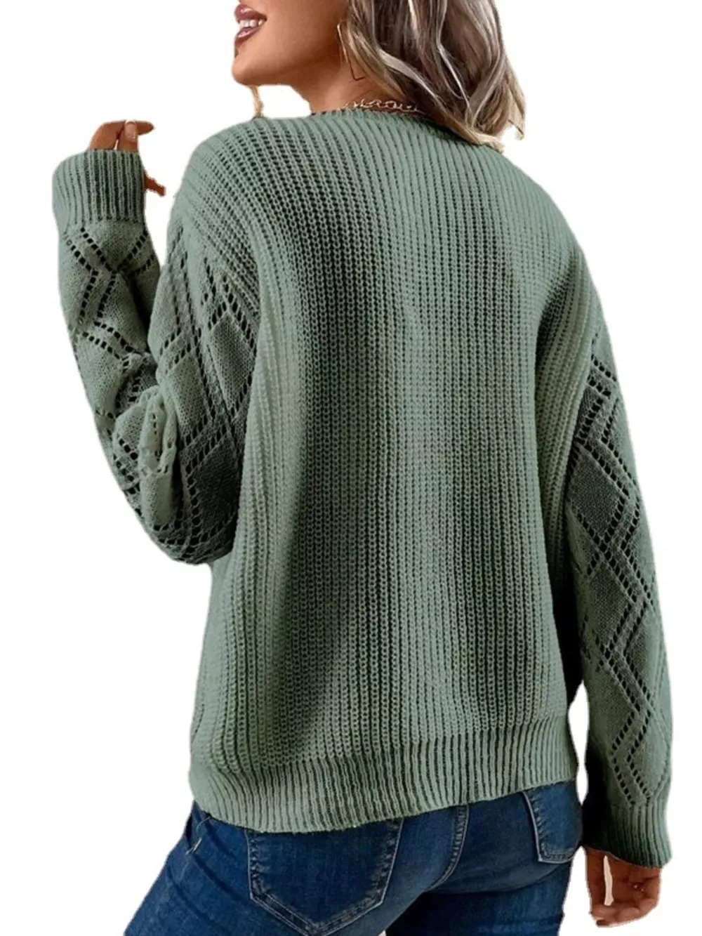 V-Neck Openwork Sweater, image 10