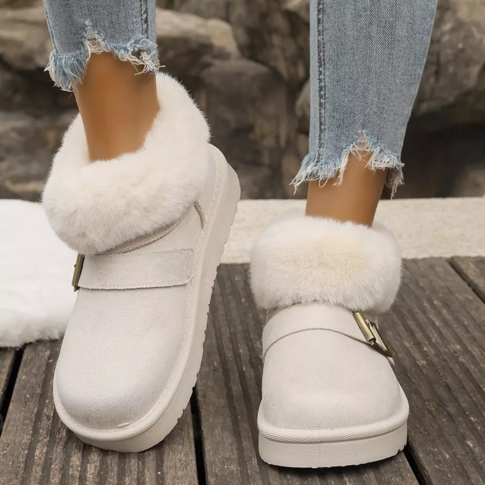 Fuzzy Trim Buckle Accent Winter Boots, image 11