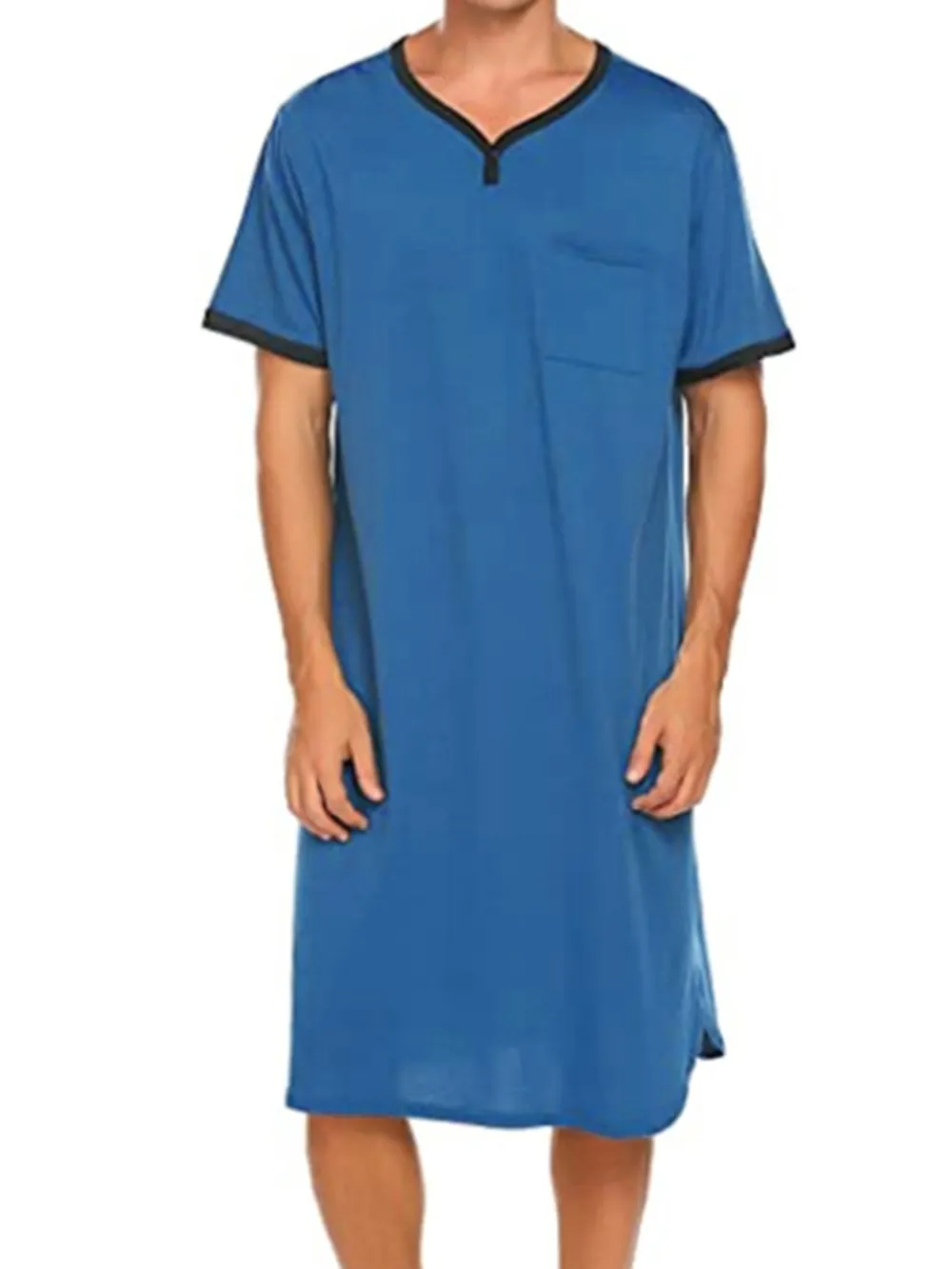 Men's Plus Size Contrast Trim Short Sleeve Loungewear, image 7