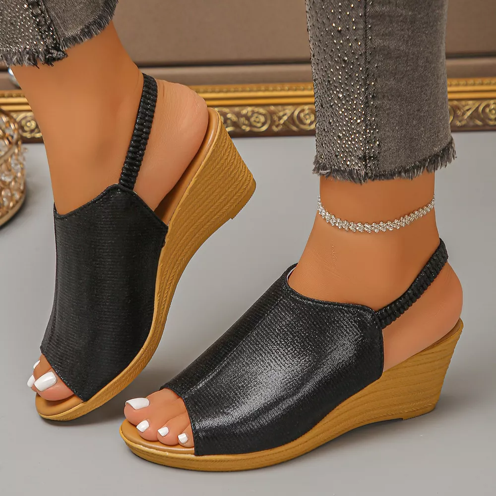 Peep Toe Wedge Sandals, image 8