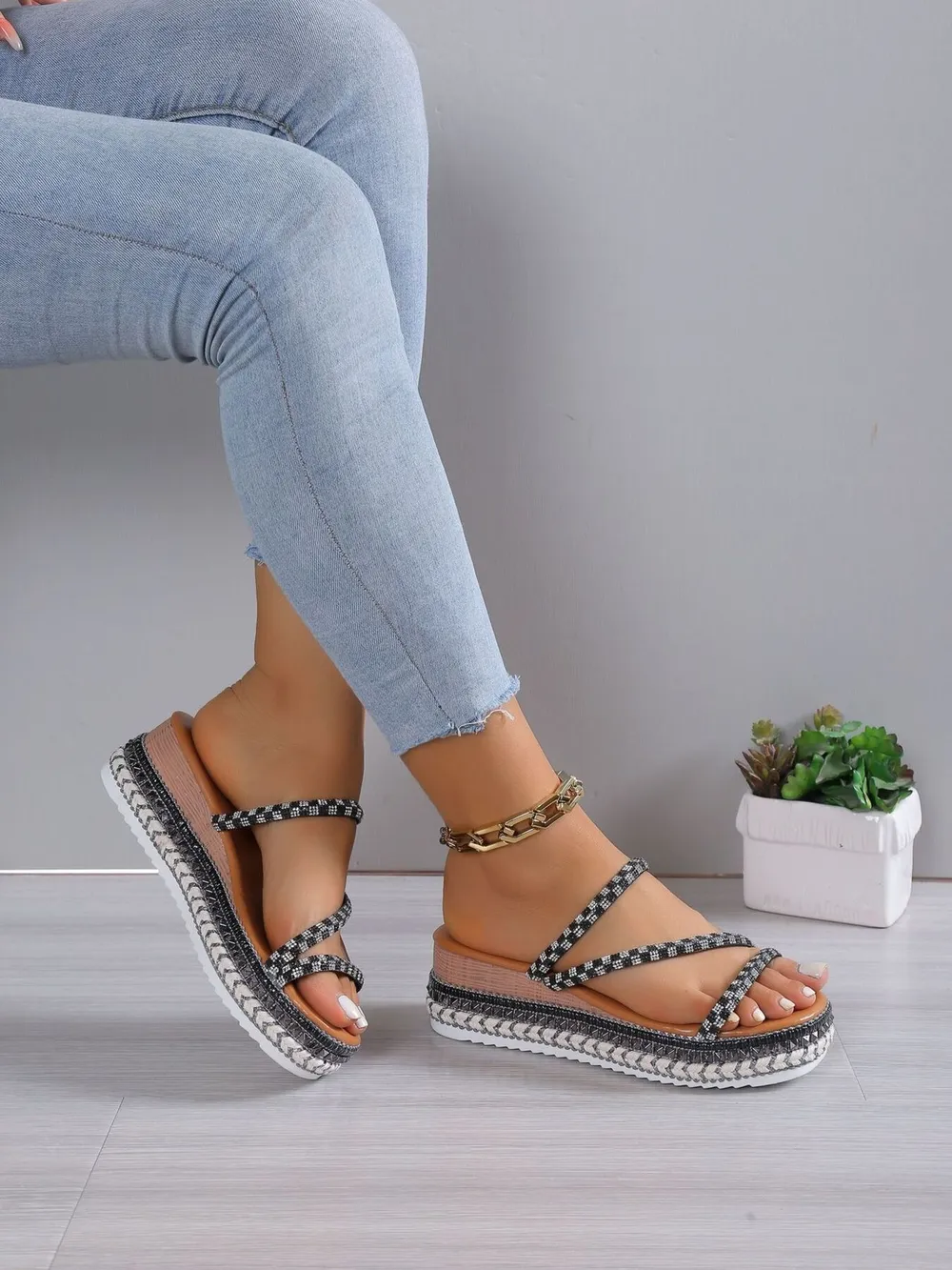 Woven Platform Wedge Sandals, image 2