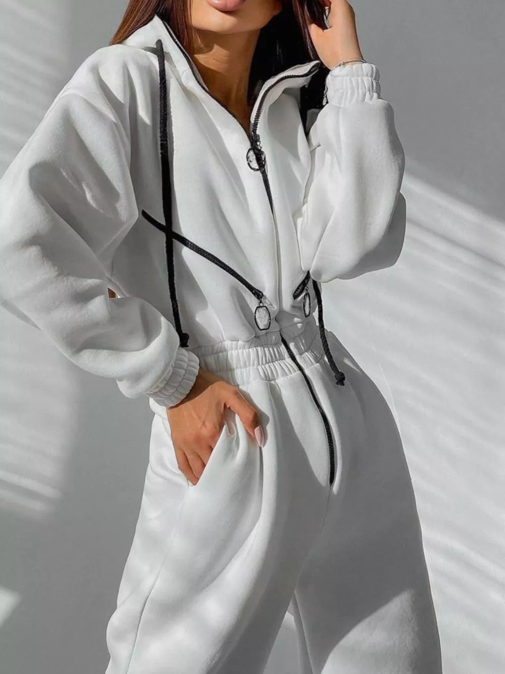Zip Front Dropped Shoulder Jumpsuit, image 16