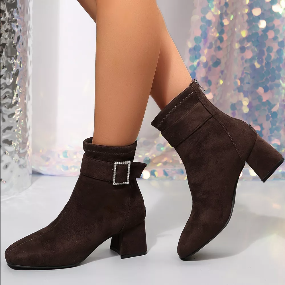 Round Toe Block Heels Boots, image 4